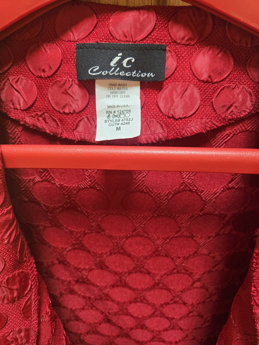 ic Collection Women's Red Textured Jacket - Picture 5 of 7